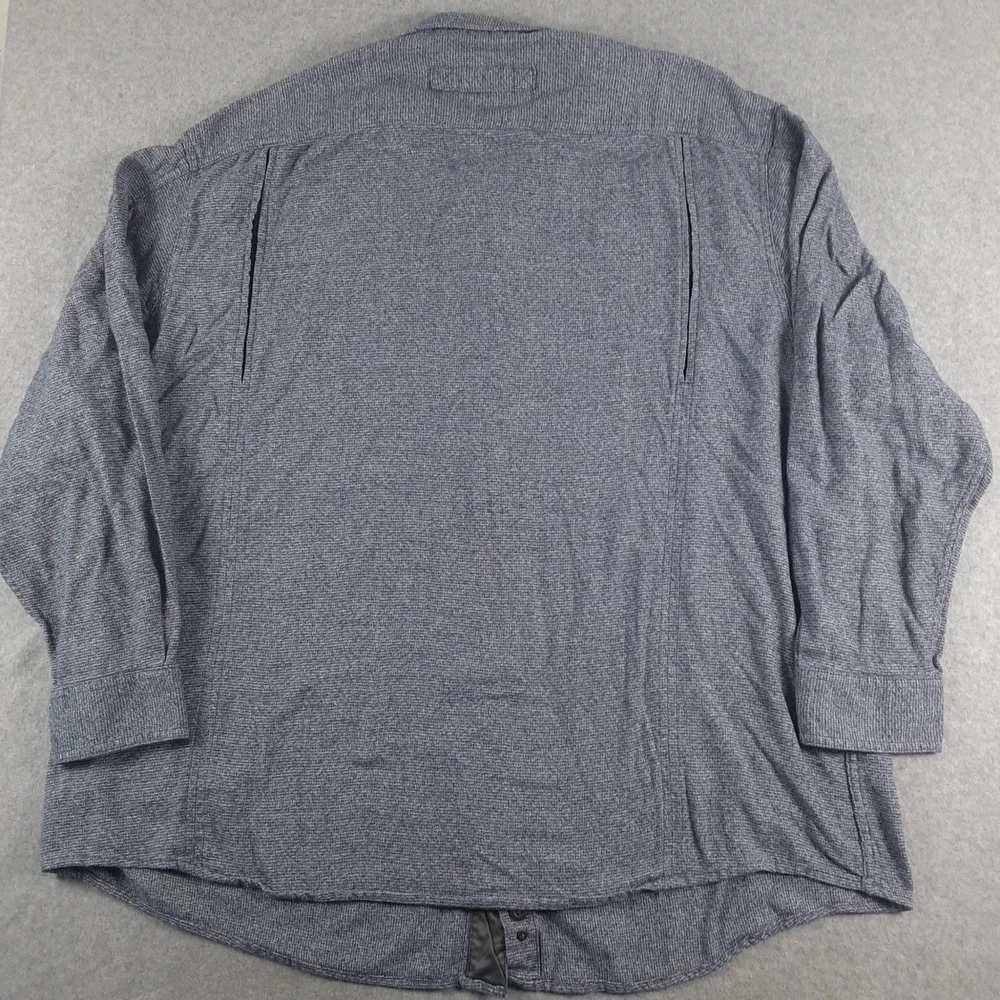 Duluth Trading Co Mens 3XL Relaxed Fit Blue Textured Cotton Button Down Shirt